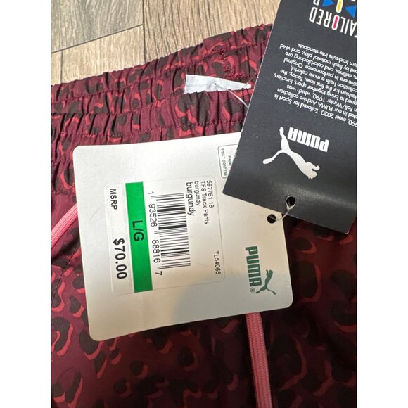 Puma Womens Burgundy Tailored For Sport Track Pants Lg Leopard Print Retro Elast - Picture 4 of 7